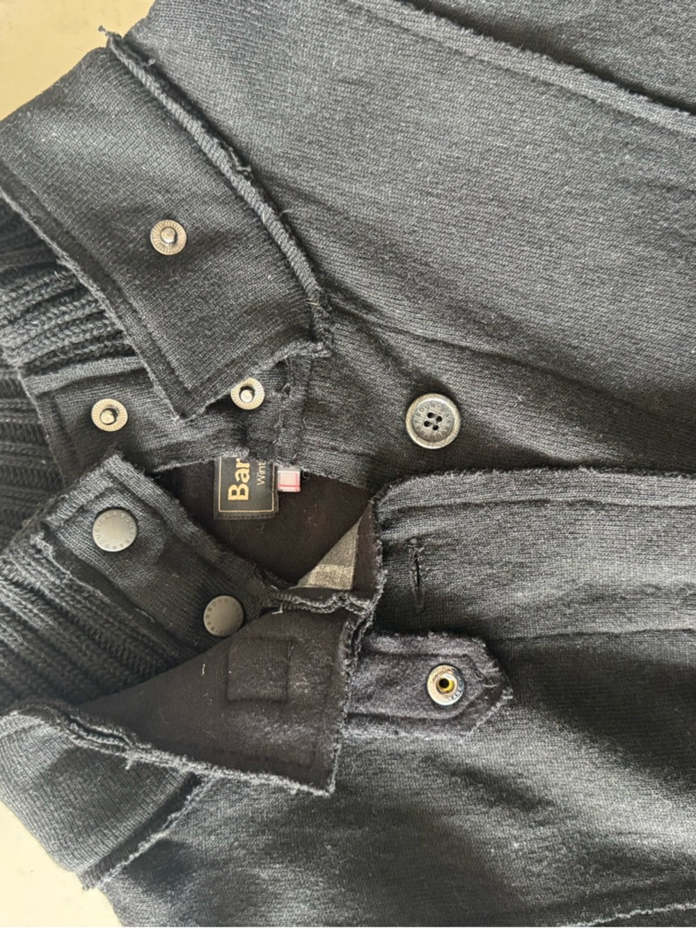 Barbour Black Long Sweater Coat with Stand Collar - Picture 6 of 7